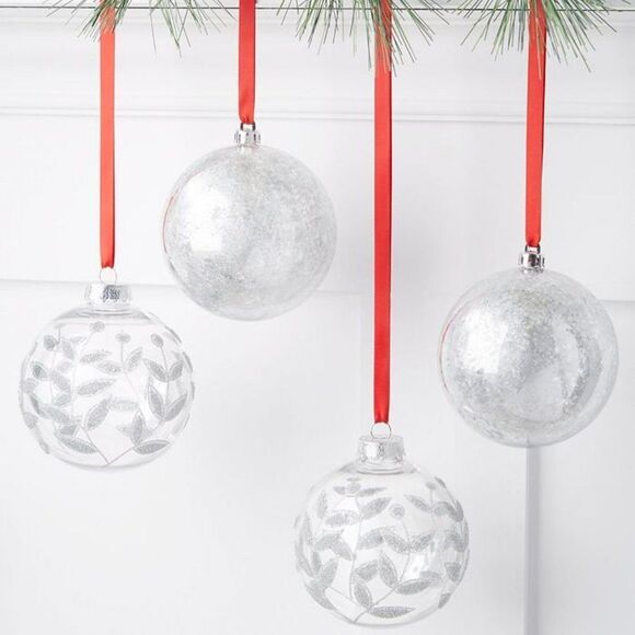 HOLIDAY LANE Northern Holiday Decorative Silver & Clear Plastic Ball Ornaments - Picture 1 of 1